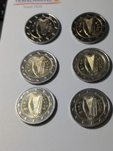 Date run of 2 Euro Irish Coins