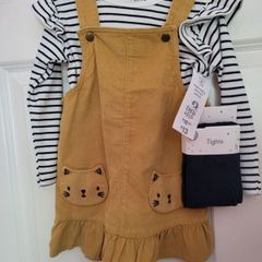 Girls Dungaree Dress Set 12-18mths