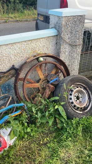Pair of cast iron wheels