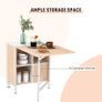 Folding Dining Table for 4 People, 169 cm Drop Leaf Table with Storage Shelves for Small Spaces, Kitchen, Dining Room, Oak & White Image 6