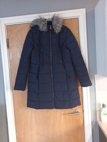 Primark  Navy Padded Coat With Hood.  S. 14.