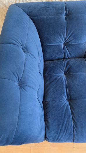 Blue velvet sofa 3-seater