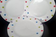 Plates/Four White Poka Dot Dinner Plates .. Final Price Drop