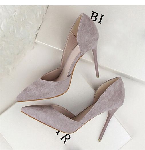 grey high heels or blue suede looking size fits uk 2 and half