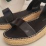 SOUTH BEACH black woven straw sole sandals Sz 7 Image 3