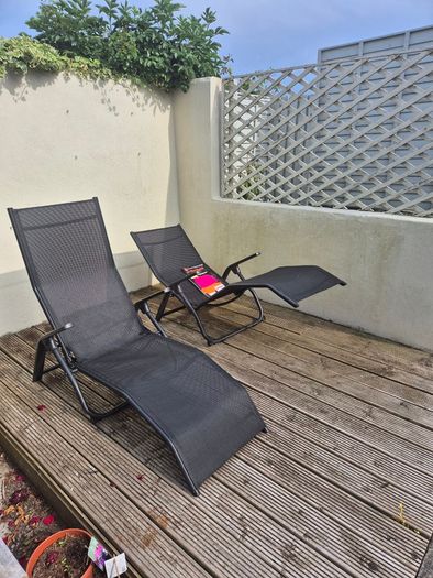 2 sun lounger chairs