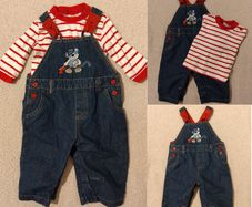 Cheeky Chimp Denim Dungaree,s And Top