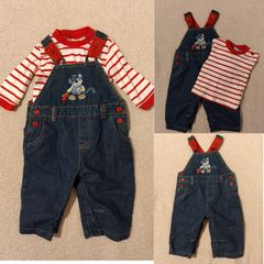 Cheeky Chimp Denim Dungaree,s And Top