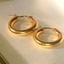 Vintage Hallmarked 9k Gold Chunky Hoop Earrings Image 3