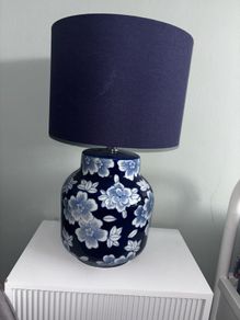 Navy blue floral lamp