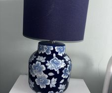 Navy blue floral lamp