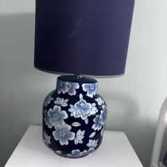 Navy blue floral lamp