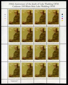 2007 Ireland 350th Death Anniversary of Father Luke Wadding (Theologian) Commemorative Stamp Sheetlet Plate 1A1A1A1A Mint Never Hinged (MNH)