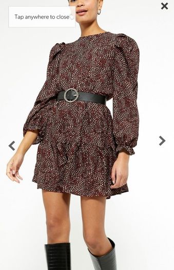 AX Paris Red Animal Print Puff Sleeve Skater Dress BNWT