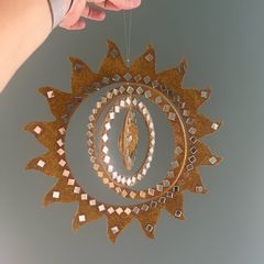 Gold Sun Hanging House Decoration with Mirrored Detail