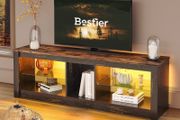 TV Stand Cabinet 140CM Modern TV Unit with Glass Shelf RGB LED Lighted for 65" TVs TV Entertainment Unit with Ambient Lights for Living Room Bedroom (FREE POSTAGE)