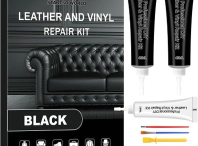 Black Leather Repair Kit for Furniture, Leather Seat Repair Kit for Car Interior, Car Seats, Sofa, Jacket and Purse, Restore Any Material with Super Easy Instructions