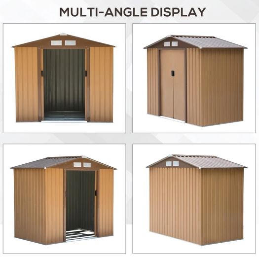 185H x 213L x 130Wcm Lockable Garden Shed Large Patio Roofed Tool Metal Storage Building Foundation Sheds Box Outdoor Furniture (FREE POSTAGE)