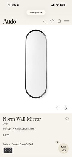 Audo black oval mirror