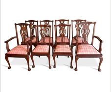 Eight Chippendale Style Dining Chairs
