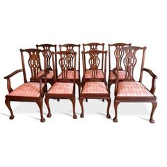 Eight Chippendale Style Dining Chairs