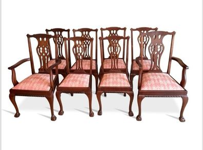 Eight Chippendale Style Dining Chairs