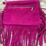 Suede Pink Shoulder Bag with chain strap Image 3