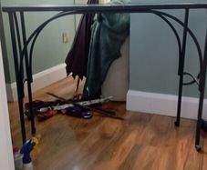 black iron console table