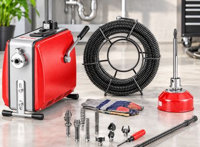500W Electric Drain Cleaning Machine with 25.4m Cable and 8 Cutters for 50 to 110mm Pipes