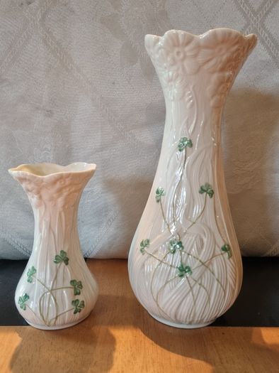 Belleek two vases