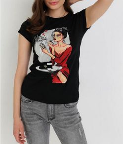 Black T-shirt with a Lady in Red size 12