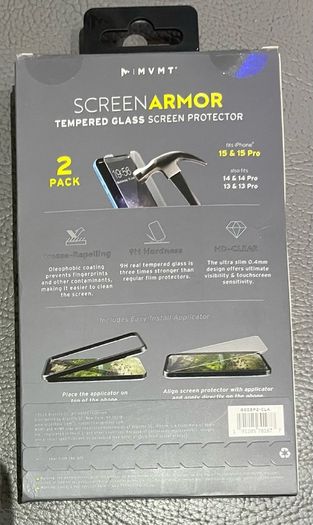 Tempered Glass Screen Protector iPhone apple 13 14 15 pro 2 pack