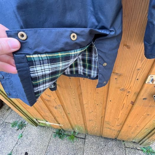 Vintage Forecast Wax Jacket Womens Sz 40 M Dark Blue Corduroy Collar Country Coat