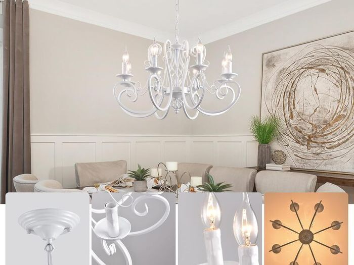 8-Light Vintage Black French Country Chandelier: