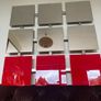 Unique Designer Vintage Bright Red and Mirrored Square Glass on a Welded Grid Frame Image 2