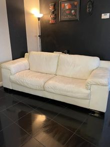 Stylish, High-end Cream Leather 3+2 Seater Sofa Set