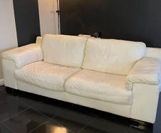 Cream Leather 3+2 Seater Sofa Set