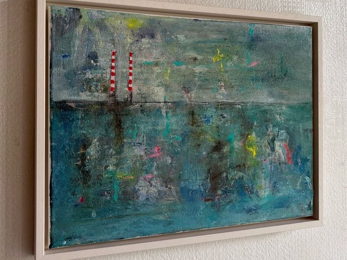 Original Art Irish Art Original Seascape Poolbeg Chimneys Dublin aesthetic