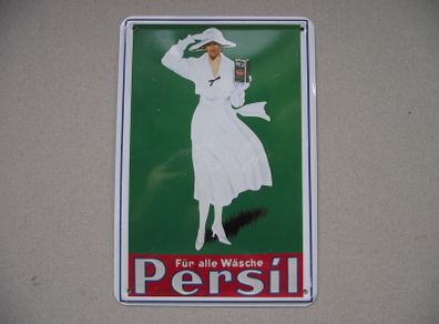 A Metallic Postcard-Advertising Sign 'Persil: Fur alle Wasche'
