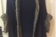 New Navy Fur Trim Cape Style Cardigan