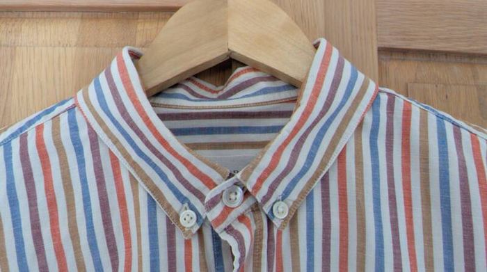 Octobre Editions Mens Large Striped Linen Blend Shirt