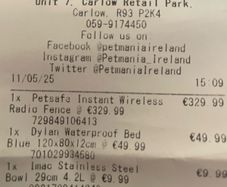 wireless dog fence, pet mania PIF 300-21, Bough new and never used. Original receipt with three year guarantee.