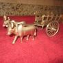 Vintage brass oxen and cart Image 2
