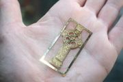 Celtic gold Cross (thin 50mm x 25mm)