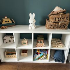 IKEA Kallax shelving unit.