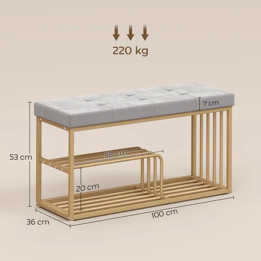 Velvet Bench and Shoe Storage
