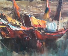 Vintage - Painting on Canvas - P. Wong