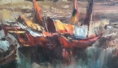 Vintage - Painting on Canvas - P. Wong