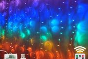 Window Curtain String Lights- 3M(H)x1.5M(W) USB Or Battery Operated 8 Modes with Remote &amp; Timer Fairy Lights 200LED Indoor Outdoor Lights for Wedding Party Home Bedroom Wall (Multicolor)