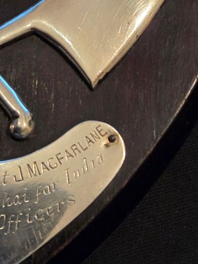Rare Solid Silver Tuck Chang & Co Plaque presented to Sergeant J.Macfarlane